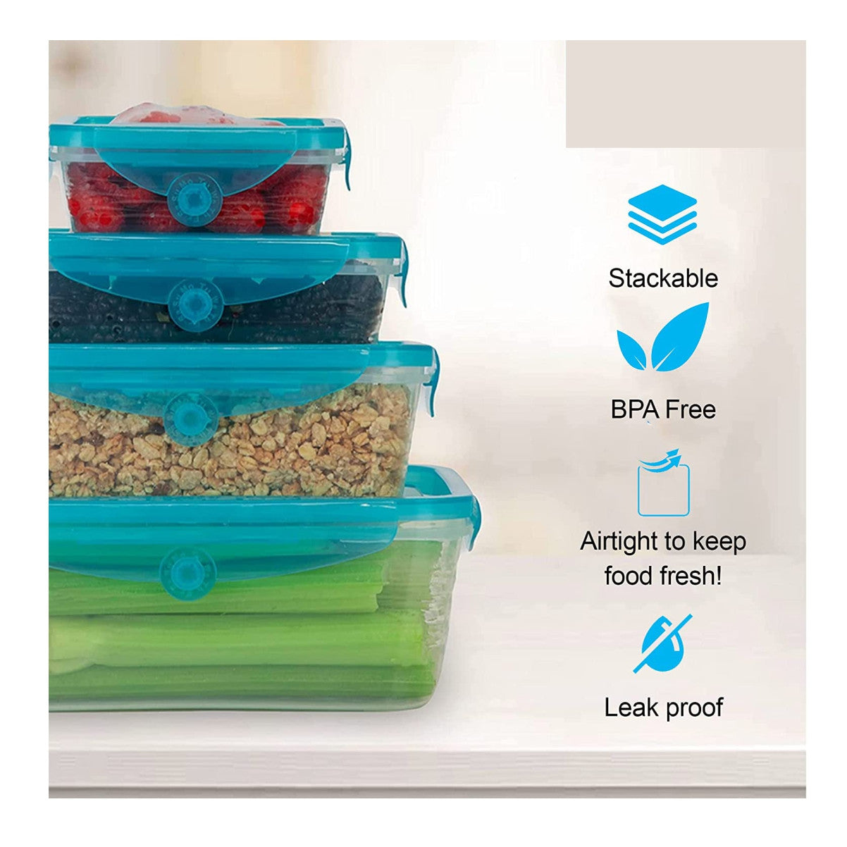 Set x6 contenedore comida tapa Silicona