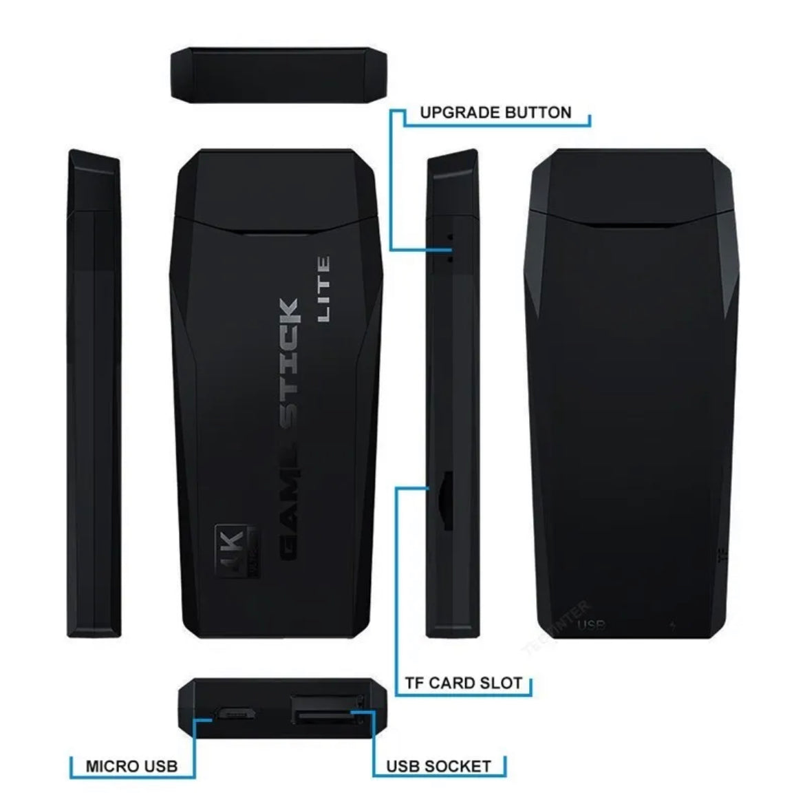CONSOLA VIDEO JUEGOS 4K 2 CONTROLES NEGR